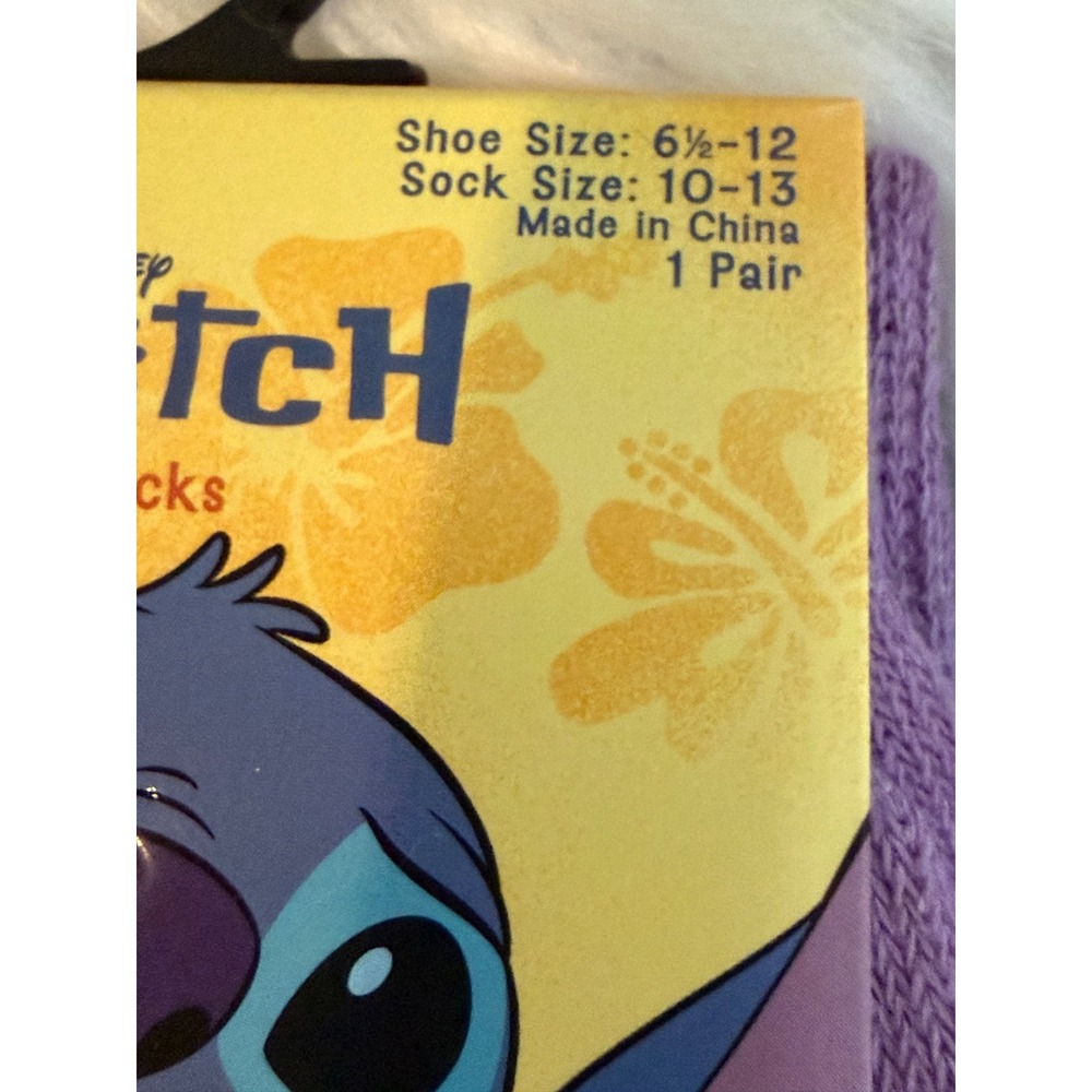 Disney Lilo & Stitch Crew Socks Bundle Purple Striped & Mint I Bite 2 Pairs NEW - Picture 12 of 12